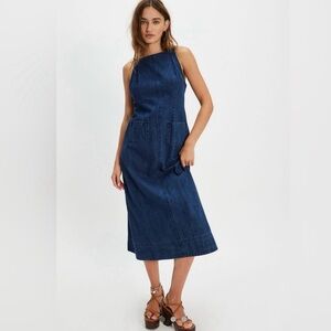 Free People Dex Denim MIDI Dress NWT S